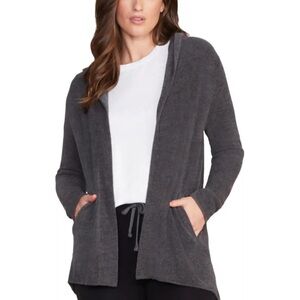 Barefoot Dreams CozyChic Lite Cardigan Sweater Hooded Gray Style 905 S Small